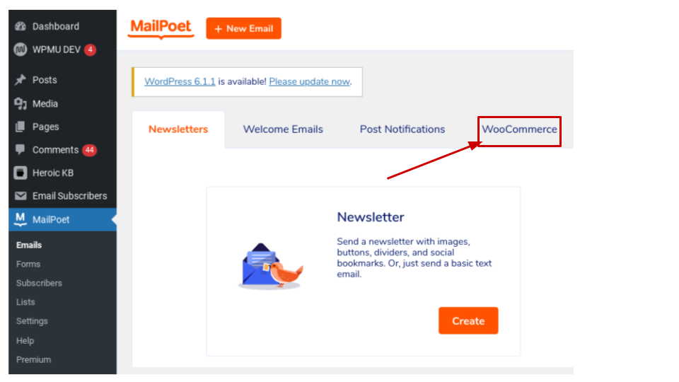Mailpoet plugin integration with WooCommerce 