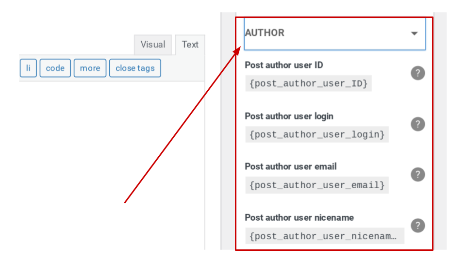 Screenshot with possibilties of merge tags to insert personalized content dynamically