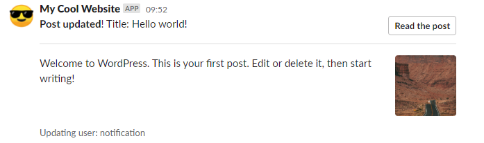 Receiving WordPress notification in Slack.