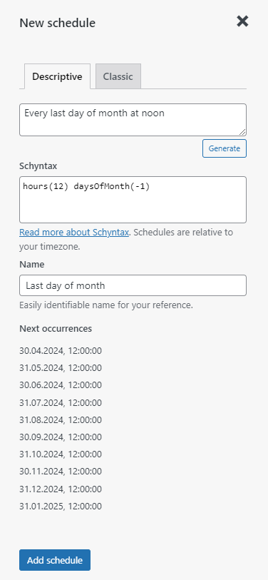How to schedule WordPress Cron to run on a specific date 2