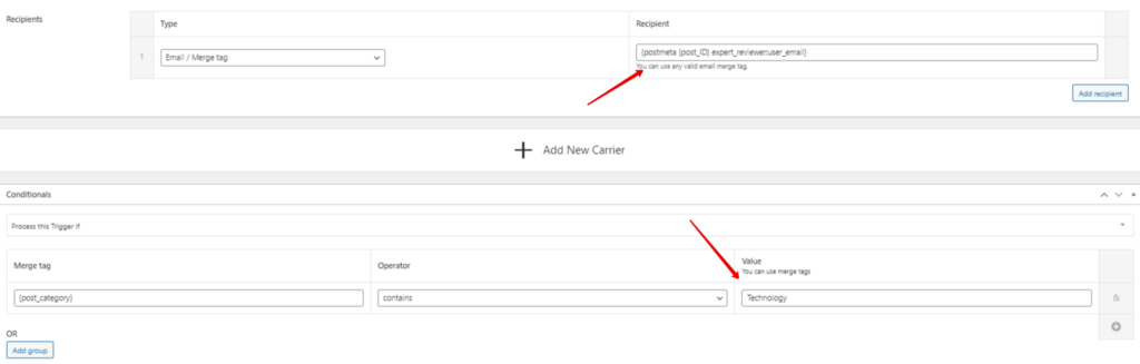 setting conditionals in notification dashboard 
