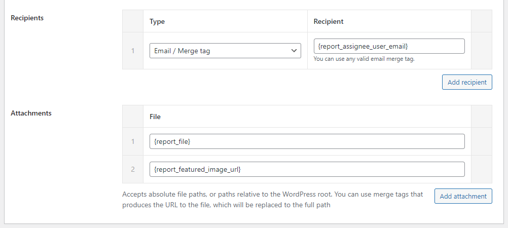 Email Attachments extension dashboard
